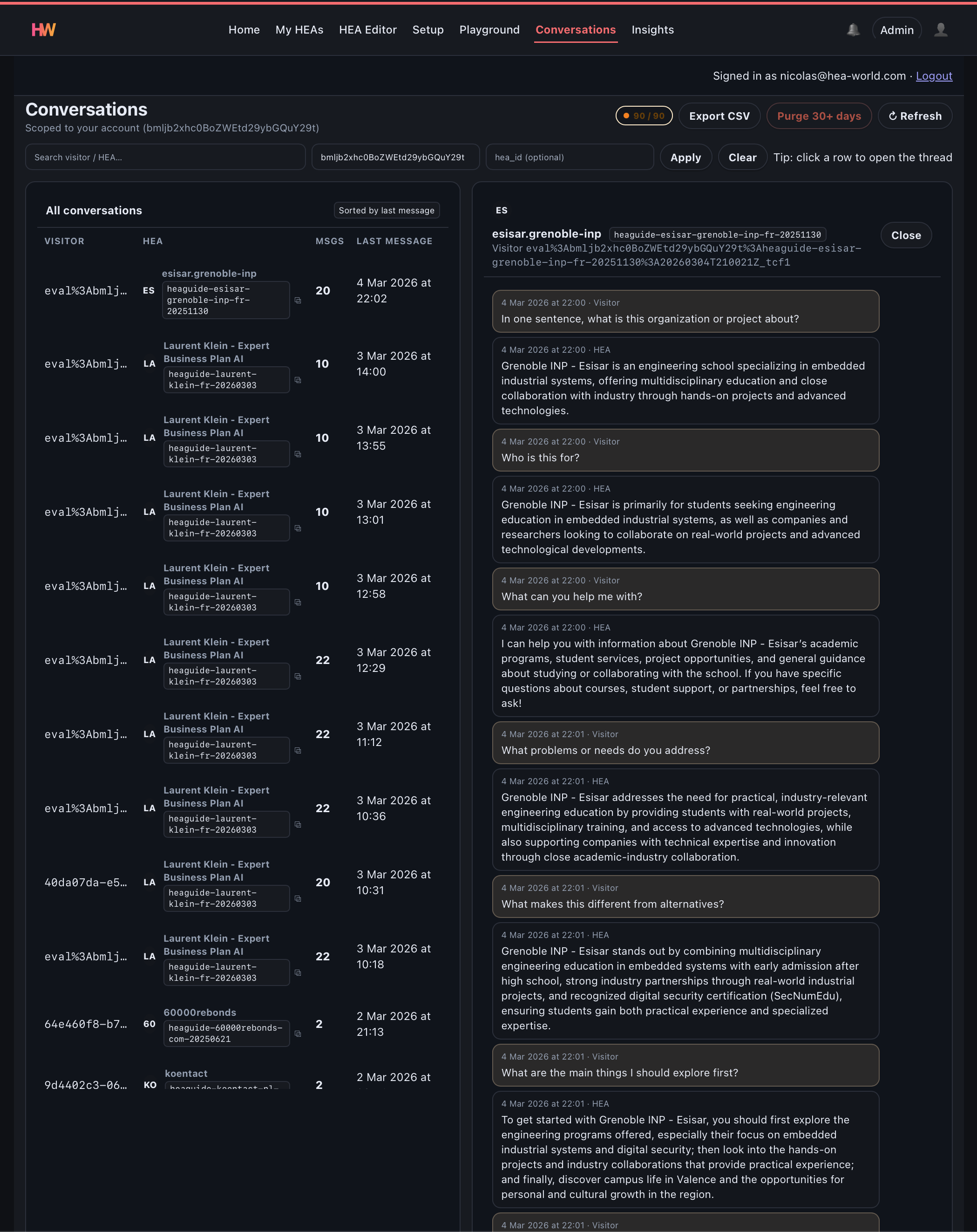 Conversation review screenshot (dark mode)