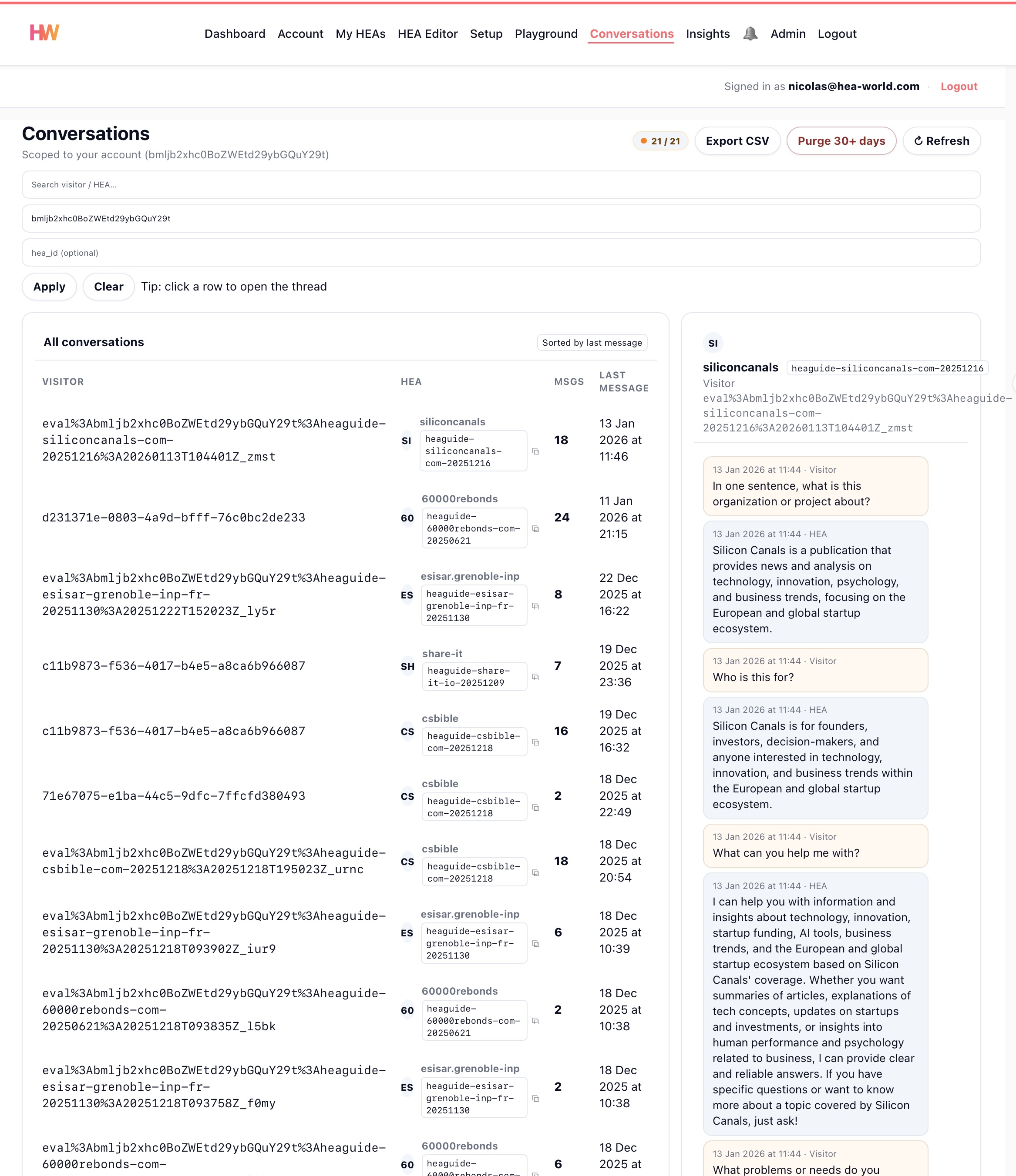 Conversation review screenshot